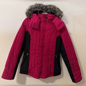 ST JOHN’S BAY Women’s Sports Performance Ski Jacket Pink/Black Coat Size S